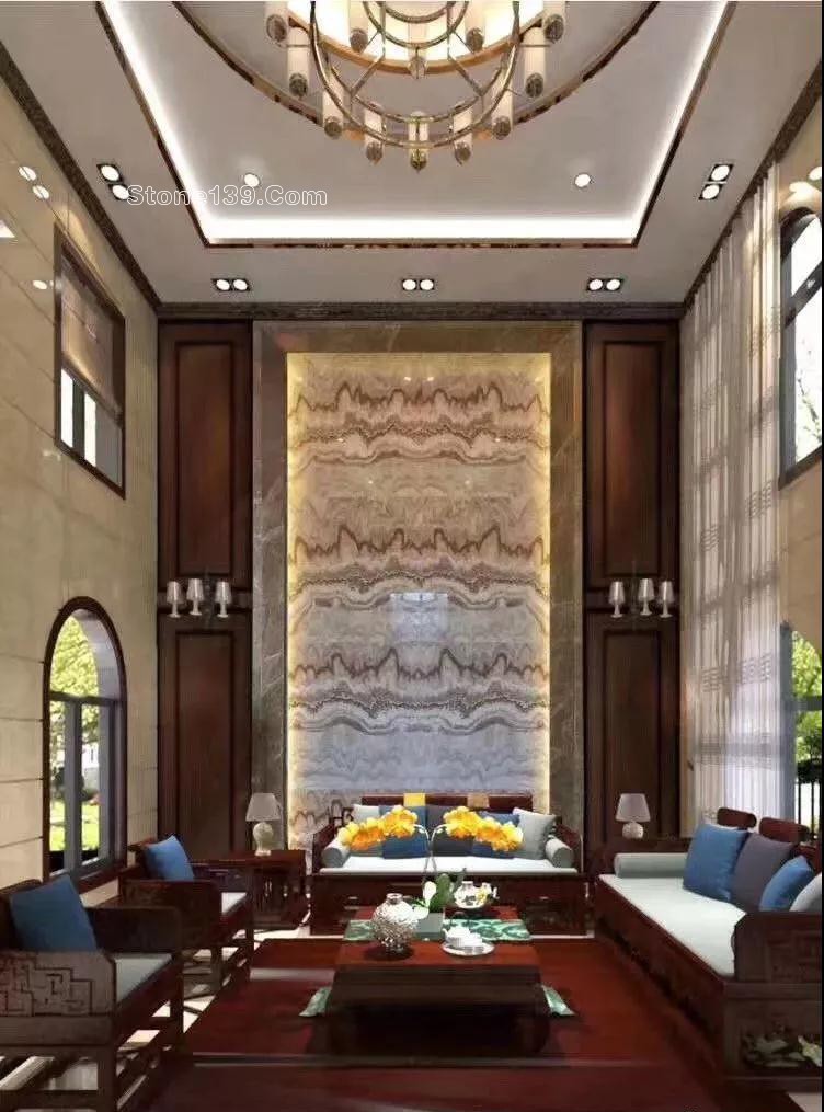 復式樓挑高躍層石材背景墻