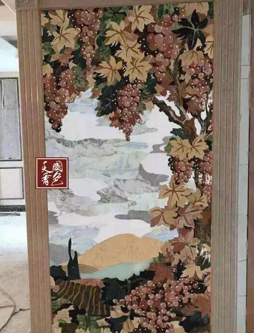 石材水刀拼花工藝 | 玄關(guān)電視背景墻設(shè)計案例