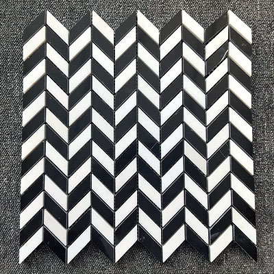 水晶白+黑白根魚骨馬賽克